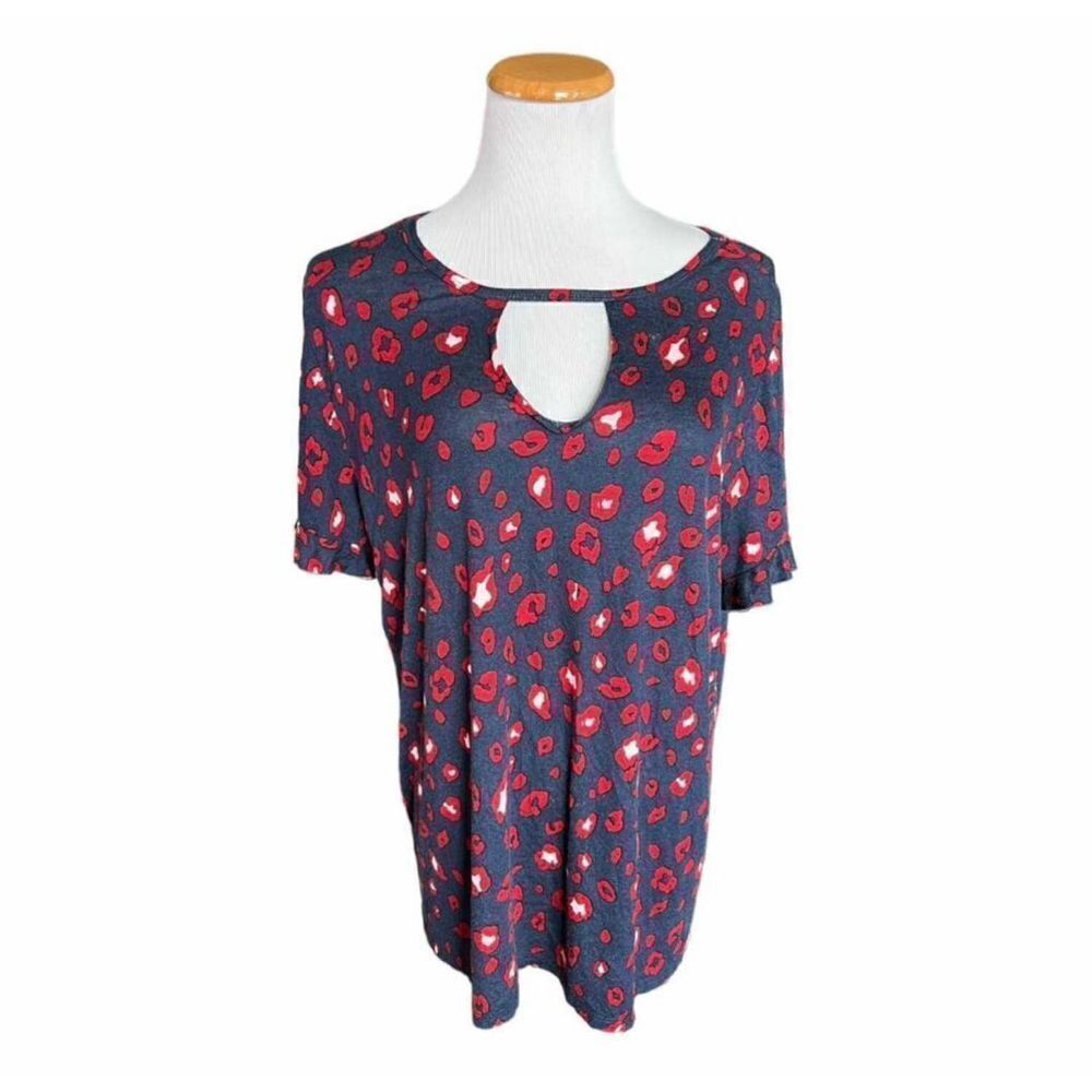 NWT Womens Nadine West Animal Print Cutout Keyhole Top - Sz XL